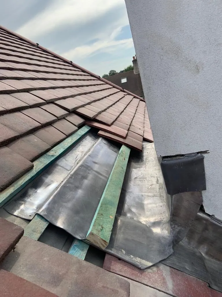 lead roofing in progress.